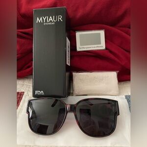 MYIAUR Oversized Sunglasses Black and Purple Frame Made to Wear Over Eyeglasses